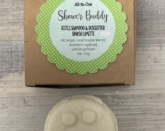 Shower Buddy Ginkgo-Lime - Solid Shampoo and Shower Bar - All-in-One - Soapy