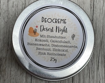 DEOCREME *DESERT NIGHT* angenehmer warmer unisex Duft - ohne Natron und Stärke, vegan