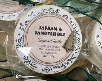 Saffron & Sandalwood Exfoliating Goat Milk Soap - with loofah