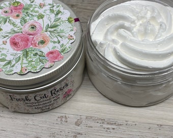 Rose - Body Butter - Fresh Cut Roses Shea Cream - Whipped Shea Butter - Soapy