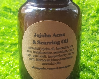 Jojoba-acne- en littekenolie Biologisch, veganistisch, genetisch gemodificeerd