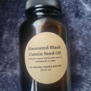 Ozonated, organic, vegan, nongmo unrefined, cold-pressed black cumin seed oil