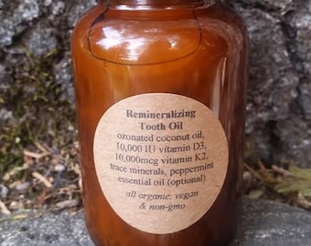 4 oz d'huile dentaire reminéralisante ozonée à la noix de coco - soins des dents et du corps - reminéralisant, blanchissant