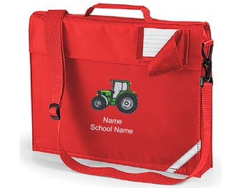 red school book bag