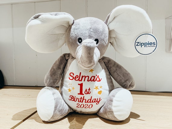 elephant personalised teddy