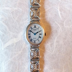 Sterling Silver Ladies Rotary Celtic Bracelet Watch With Mother of