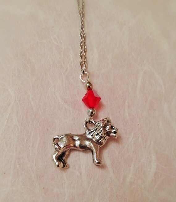 Leo the Lion Pendant With Red Swarovski 