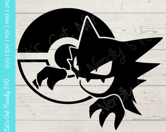 Haunter with Pokeball SVG - pokemon svg, dxf, pdf, png, jpg clipart - digital download craft and cutting file