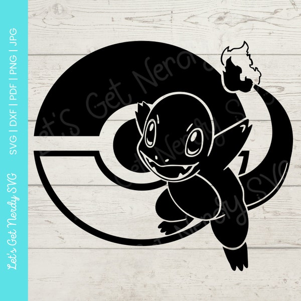 Charmander with Pokeball SVG - pokemon svg, dxf, pdf, png, jpg clipart - digital download craft and cutting file