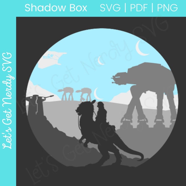 Hoth Shadow Box SVG - digital download craft svg, png, pdf - star wars template for 3d layered shadow box, light box, paper cutting
