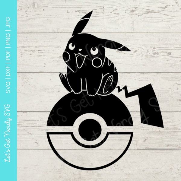 Pikachu with Pokeball SVG - pokemon svg, dxf, pdf, png, jpg clipart - digital download craft and cutting file