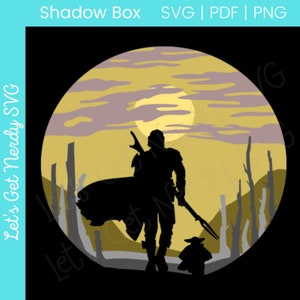 Mandalorian Corvus Shadow Box SVG - téléchargement numérique artisanat svg, png, pdf-star wars modèle 3D boîte d’ombre superposée, boîte de lumière, coupe de papier