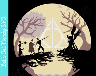 Brothers Meet Death Shadow Box SVG - cyfrowe pobieranie rzemiosła, svg, png, pdf - szablon 3d warstwowy shadow box, light box, wycinanie papieru