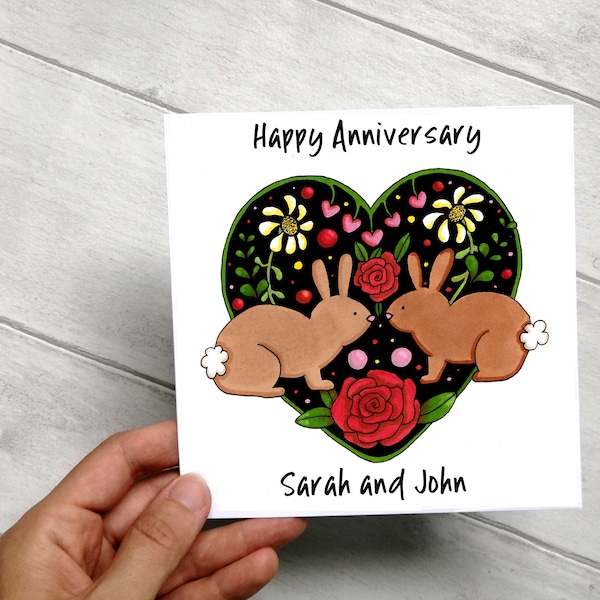 Rabbit Anniversary Card - Etsy