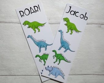 Dinosaur Bookmark, Dinosaur Bookmark for Kids, Dinosaur Gift for Children, Kids Bookmark, T-Rex, Velociraptor, Triceratops, Brachiosaurus