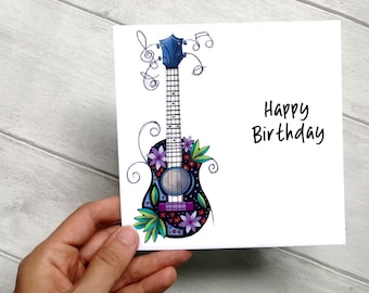 Ukulele Birthday Card, Ukulele Card, Musician Birthday Card, Ukulele Birthday, Ukulele Art, Ukulele Player Card, Personalised Card