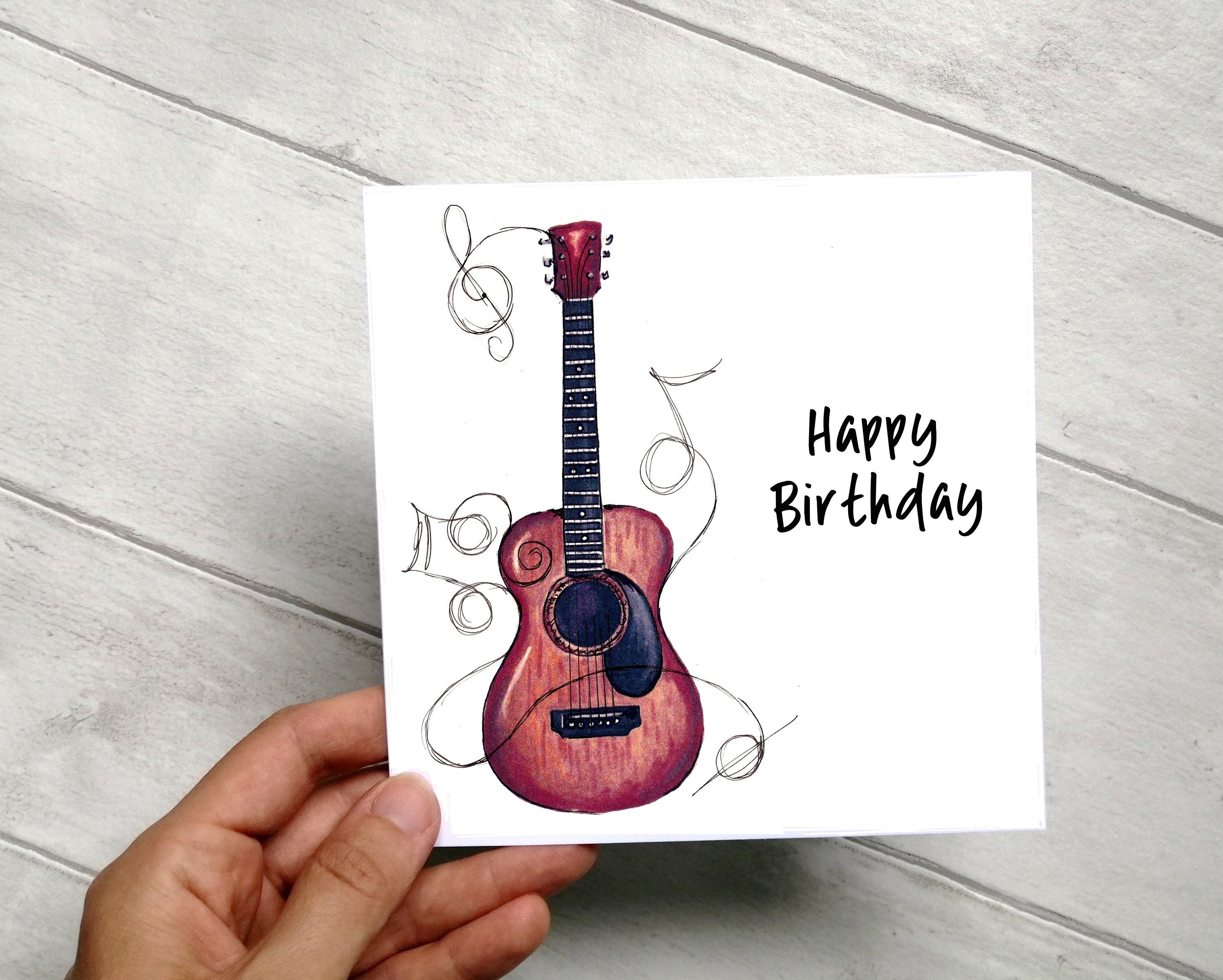 Guitar Card Guitar Birthday Card Guitar Rock Card Rock - Etsy