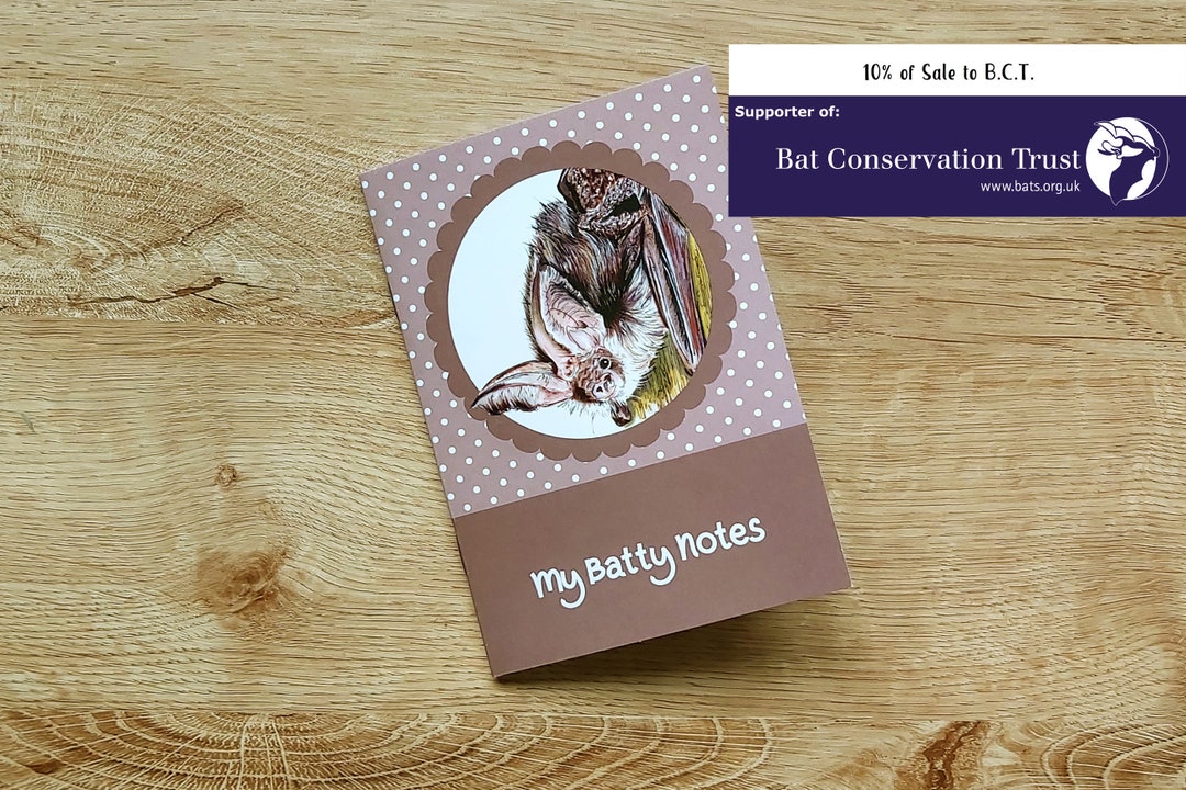 Bat Notebook Brown Long-eared Bat Notebook, Eco Friendly A6 Stationery, Wildlife ...