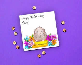 Guinea Pig Card, Guinea Pig Mother's Day Card, Guinea Pig and Book Personalised Card for Mum, Mam, Mom, Grandma, Someone Special and More!