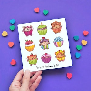 Cat Birthday Card, Purrfect Cat Card, Cupcake Card, Personalised Cat Card for Mum, Sister, Granddaughter, Friend, Partner & More