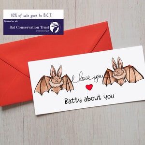 Carte amour chauve-souris, carte d'anniversaire chauve-souris, carte d'anniversaire chauve-souris, pour mari, femme, petite amie, petit ami, etc., carte de Saint-Valentin chauve-souris,