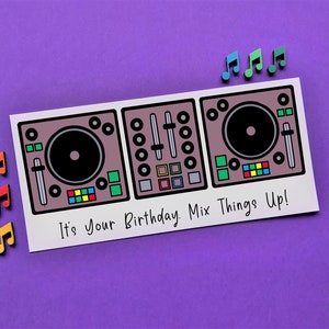 Carte d'anniversaire platines DJ, carte platines de mixage, carte DJ, carte d'anniversaire DJ, carte platine vinyle