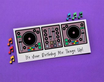 DJ Decks Birthday Card, Mixing Decks Card, DJ Card, DJ Birthday Card, Turntable Card