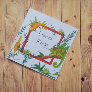 Anniversaire lézard, carte caméléon, anniversaire reptile, amateur de reptiles, carte lézard, carte grenouille, carte d'anniversaire grenouille, carte d'anniversaire tropicale, gecko