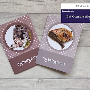 Bat Notebook Multi-Pack Set of 2, Christmas Gift, Eco Friendly Stationery Stocking Filler, Bat Lover Gift, A6 Notebook Set, A6 Notebook Pack