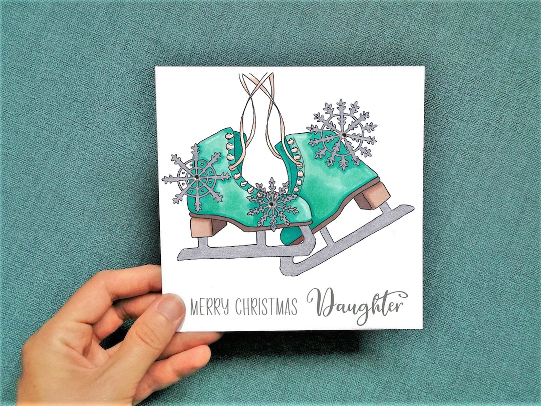 Ice Skate Christmas Card Personalised Ice Skates Card Ice Etsy