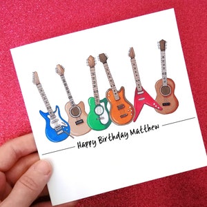 ギターの誕生日カード、音楽の誕生日カード、You Rock カード、パーソナライズされたギター カード、ギタリスト カード、ミュージシャンの誕生日カード、音楽カード