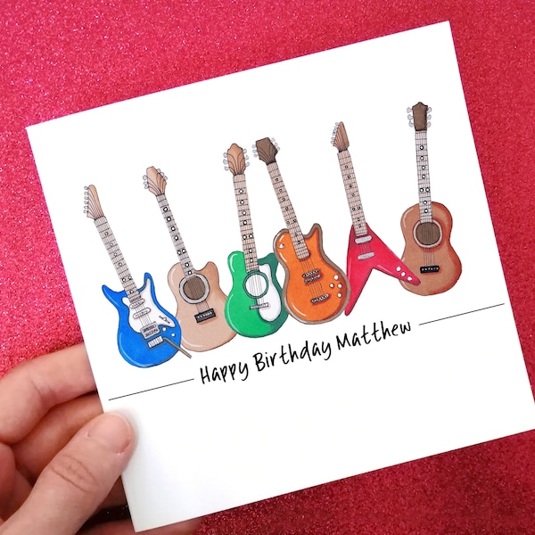 Guitar Birthday Card, Music Birthday Card, You Rock Card, Personalised Guitar Card, Guitarist Card, Musician Birthday Card, Music Card