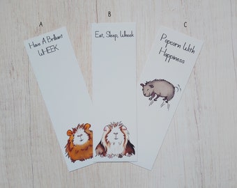Guinea Pig Bookmark, Personalised Book Lover Gift, Christmas Guinea Pig Gift for Kids & Adults