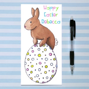 Carte de Pâques lapin, carte de lapin personnalisée, carte d'amant de lapin, carte de Pâques de lapin, carte de Pâques pour les enfants