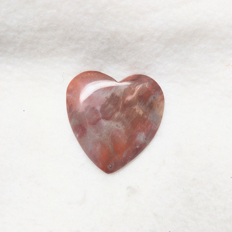 Red Jasper Heart Cabochon Pink White Gray Heart