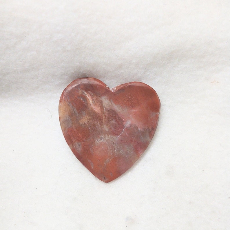 Red Jasper Heart Cabochon Pink White Gray Heart