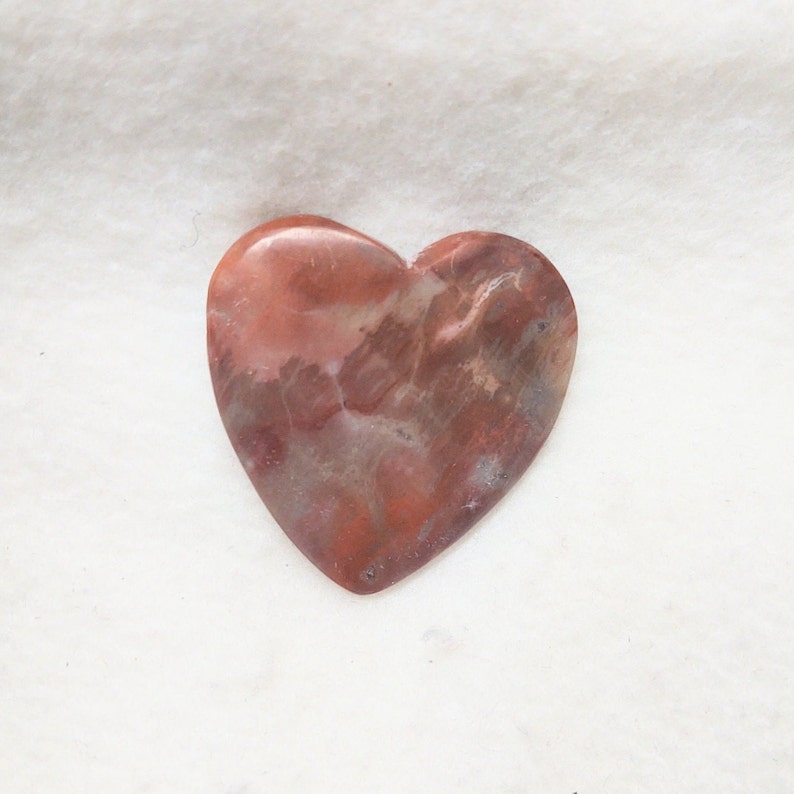 Red Jasper Heart Cabochon Pink White Gray Heart