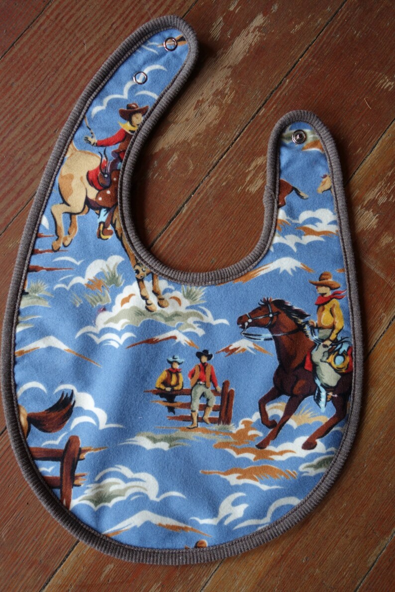 Baby Boy Bib Western Baby Gift Retro Print Cowboy Bib Fits Etsy