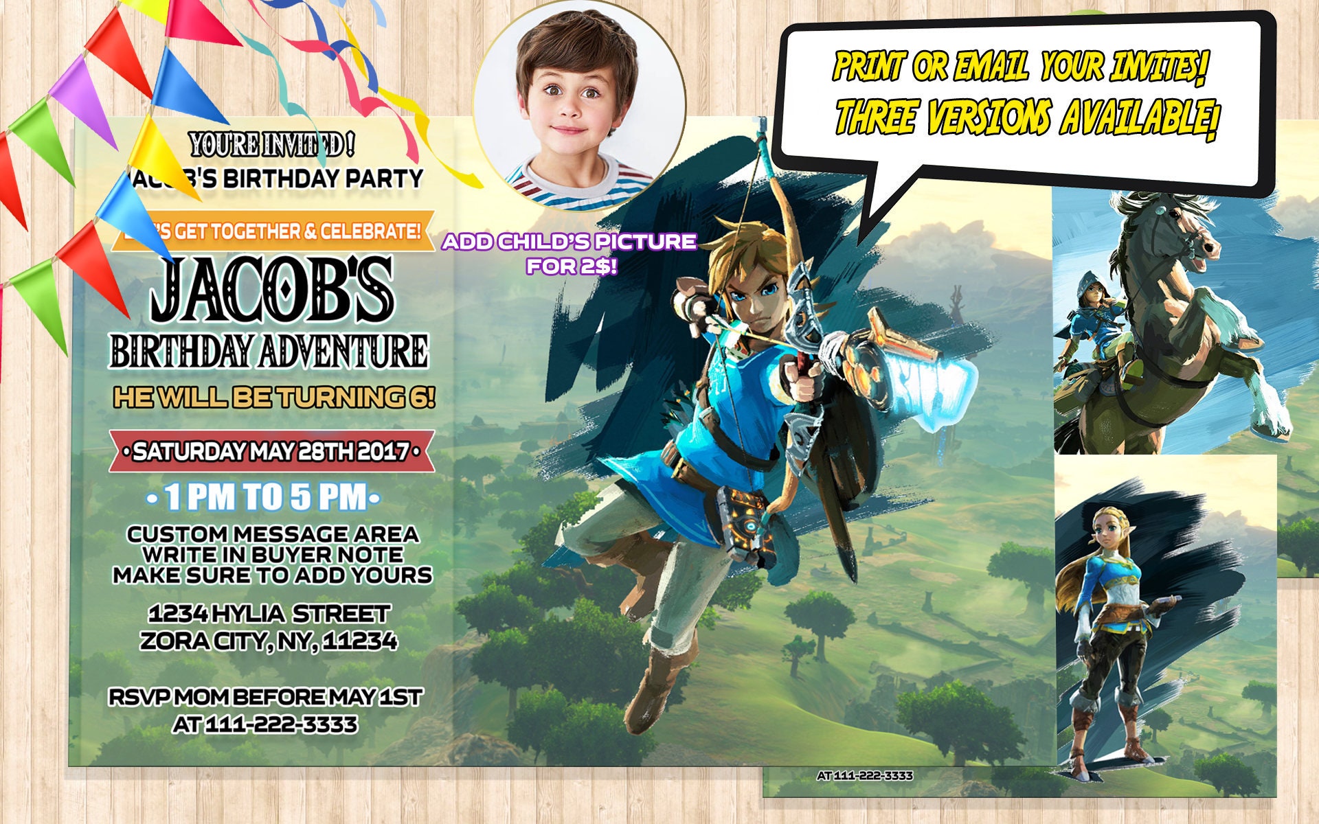 Zelda Birthday Invitation DIGITAL Link Birthday invitation Etsy