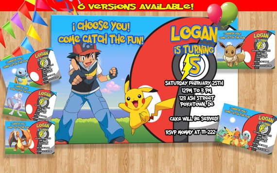 Pokemon Birthday Invitation Digital Pokemon Party Etsy