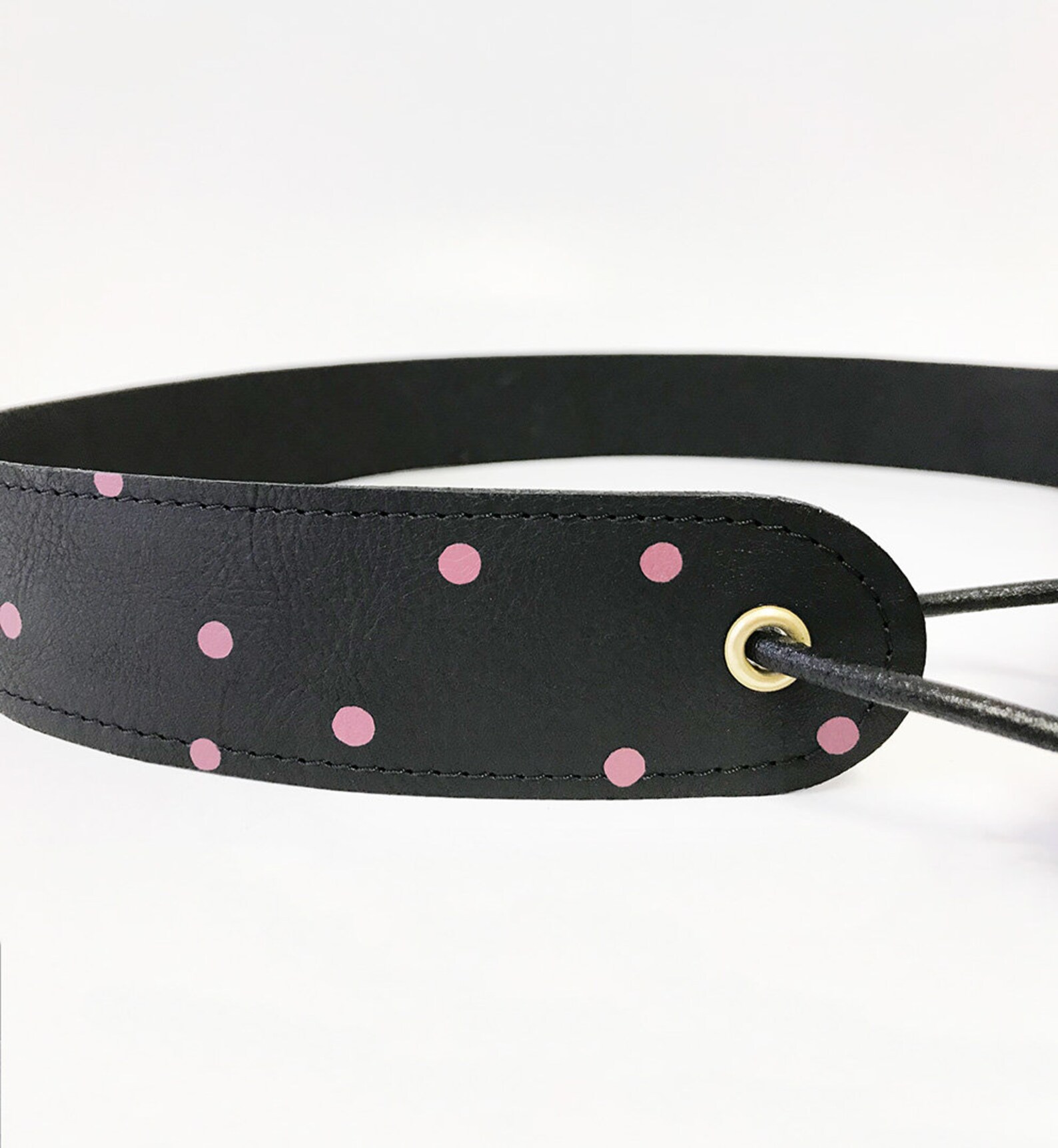 Black Leather Waist Belt Handpainted Dots Etsy