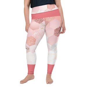 Plus Size Geometric Leggings, Holiday Womens Adult Yoga Pants, Geometric Marble Clothing, Polyester Spandex Leggings  Size 2XL - 6XL