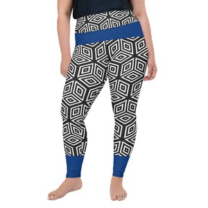 Plus Size Geometric Leggings, Holiday Womens Adult Yoga Pants, Geometric Marble Clothing, Polyester Spandex Leggings  Size 2XL - 6XL
