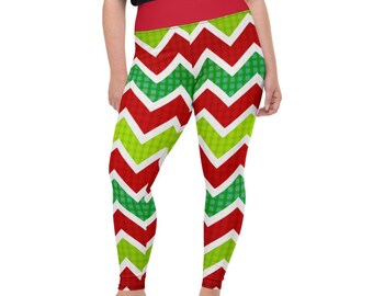 Plus Size Christmas Leggings, Holiday Leggings, Womens Adult Yoga Pants, Holiday Clothing, Polyester Spandex Leggings  Size 2XL - 6XL