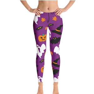 Halloween Leggings,  Halloween Print Leggings, Womens Adult Yoga Pants, Halloween Clothing, Polyester Spandex Leggings XS S M L XL Size