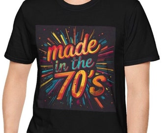 Unisex Softstyle T-Shirt, Retro Vintage Cotton Tee, Made in the 70's Shirt, Sizes XS-5XL, Men's Women's Retro Apparel Clothing