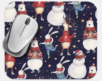 Christmas Mouse Pad, 9"x8" Christmas Polar Bear Pad, Tech Desk Office Computer Office Supplies, Holiday Winter Non Slip Mouse Pad