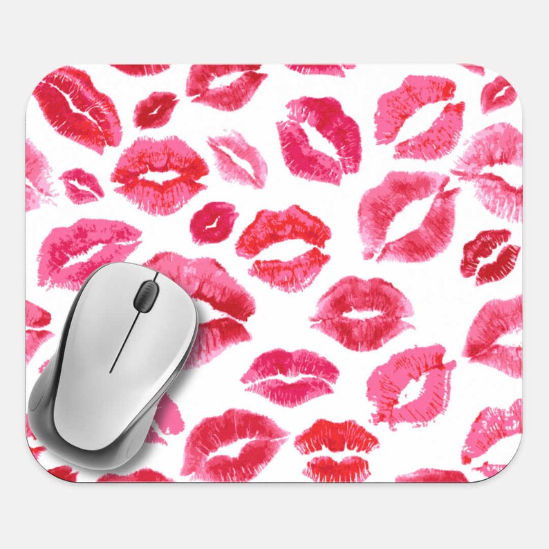 Tech Desk Computer Pad Lips Kiss Mouse Pad Neoprene Non Slip Mouse Pad Computer Mouse Pad Office Supplies Kiss Print Mouse Pad