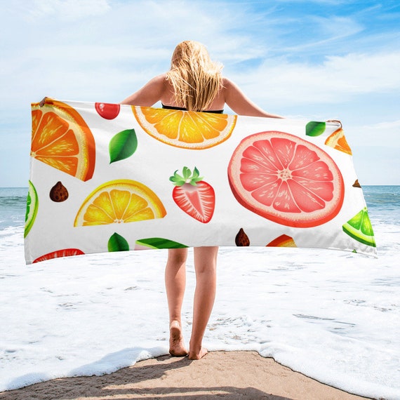 Large Beach Towel, 30 x 60 Inch Towel, Bath Towel, Food Fruit Citrus  Oranges Print Towel, Custom Orange Beach Towel, Oversized Pool Towel