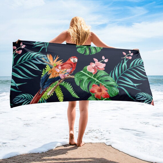 Large Beach Towel, 30 X 60 Inch Towel, Bath Towel, Tropical Floral